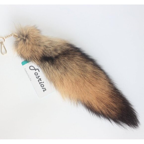 🆕Women Brown Fluffy Real Fox Tail Fur Keychain Pendant Cosplay Stylish Handbag - Picture 2 of 9